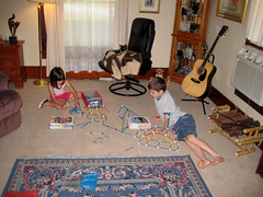 Kids collaborating to building a bigger suspen...