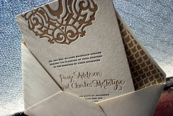 Letterpress wedding invitations by Smock: Lashar design