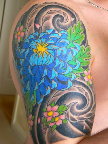chrysanthemum flower tattoo. Japanese chrysanthemum tattoo