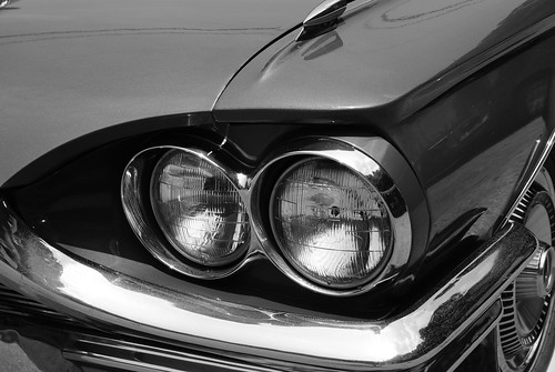 65 Ford Thunderbird in black and white