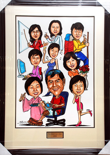 Caricatures for Spencer Stuart (HK) framed