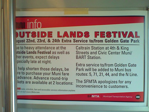OutsideLands Festival Concert - Muni Info (Really Bad Info)