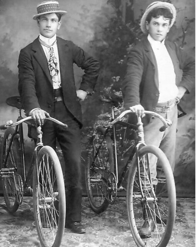 old black and white pictures of people. old bikes and old people in
