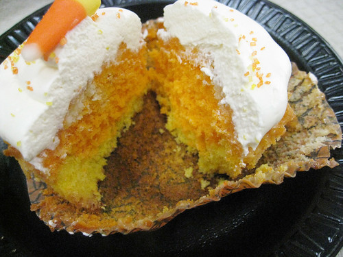 Inside the Candy Corn Cupcake by Cup O'Cake Designs.