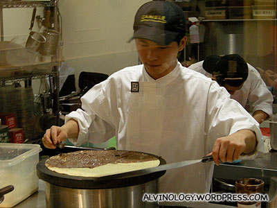 Chef making our crepe