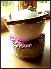 Teapot with cupboard cushion