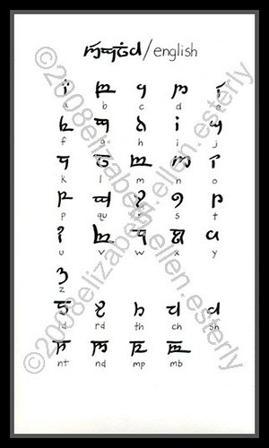 Tattoo font: elvish-english. A rendering of Tolkien's High Elvish font.