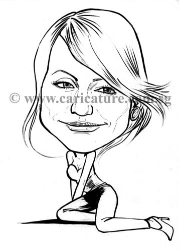 Celebrity caricatures - Cameron Diaz ink watermark