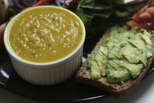 Dal with avocado on toast