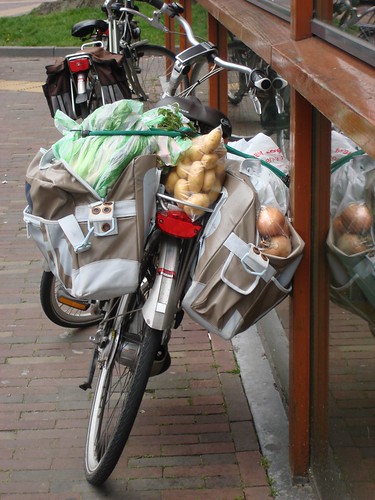 bike with groceries by jimforest.