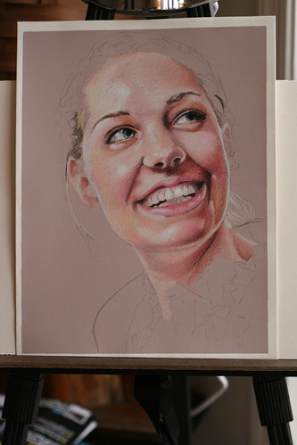 Photo of in progress drawing entitled Rachel.