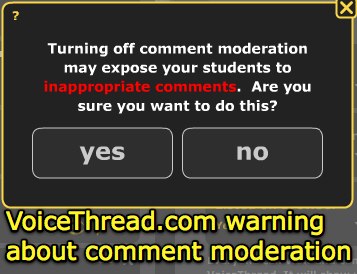 VoiceThread - warning about comment moderation