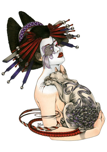 Tattoos Realistic. geisha girl