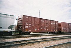 BNSF Railway 40' Hi Cube box car. Franklin Park Illinois. May 2008.