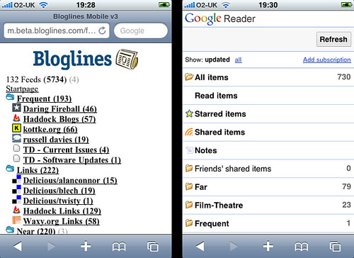 Bloglines Beta mobile vs Google Reader mobile (1)