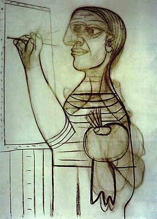 Picasso, Pablo (1881-1973) - 1938 Self Portrait (charcoal and pencil on canvas)