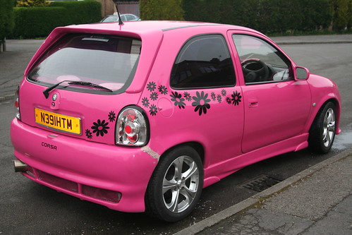 My pink Corsa Em ily Tags pink flowers black car modified
