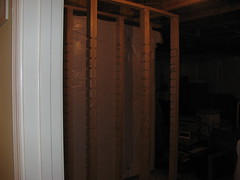 frame for shelves in basement