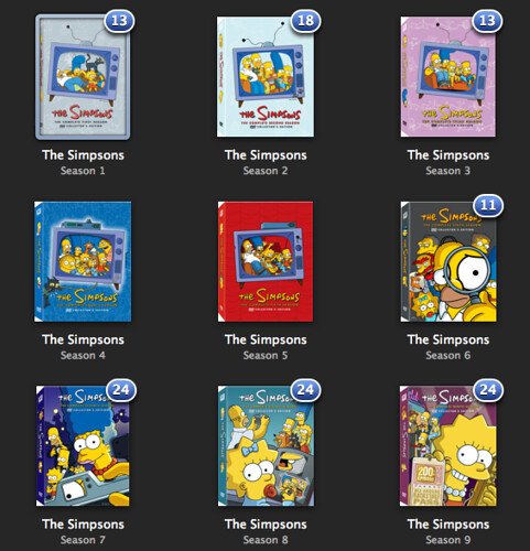 Simpsons Season 1 - 9 in iTunes
