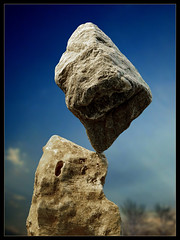rock balancing impossibly on another