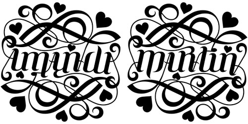 A custom ambigram of the name "Amanda Martin", created for a tattoo design.