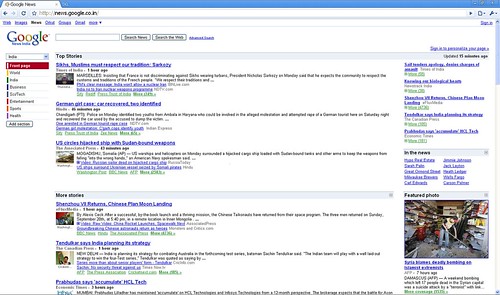 Google News India new layout top
