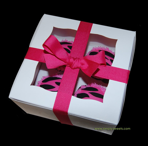Boxed pink and black zebra cupcakes