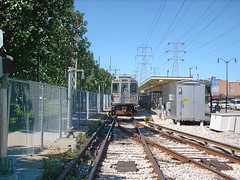 CTA Yellow line train at the Dempster Street terminal. Skokie Illinois. August 2007.