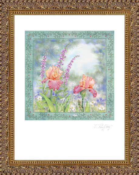 Iris and Foxlgloves by Elizabeth Ruffing Framed Print