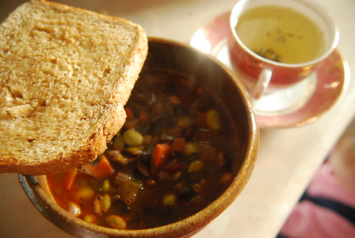 Vegetable soup and toast