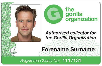 Gorilla Organization's authorised collector card - sample