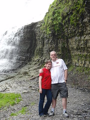 Juslin and Iona in Ithaca’s waterfall.