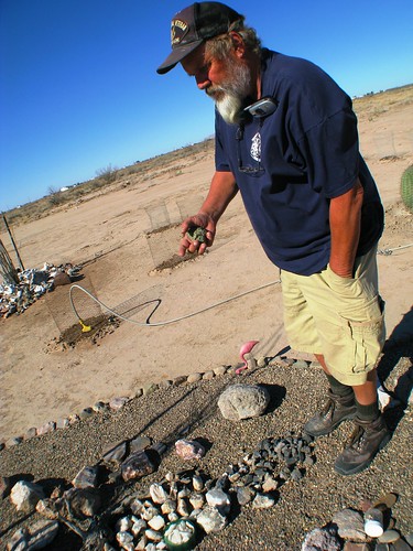 Keith talking about his rocks in Deming, New Mexico, USA