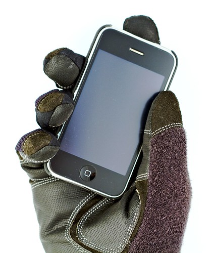 iPhone in Gloved Hand