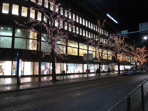 Downtown Helsinki in the dark