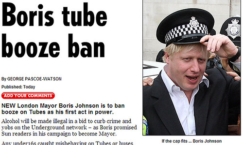 Boris Bans Booze on the Tube screengrab from The Sun