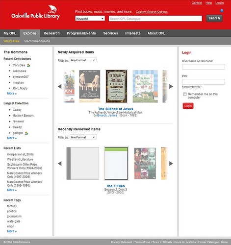 OPL Bibliocommons catalog home page