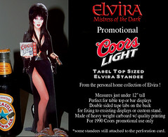 Elvira Coors Light table standee from 1990