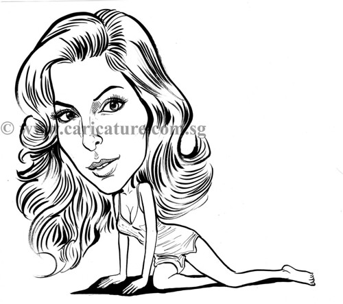 Celebrity caricatures - Eva Longoria ink watermark
