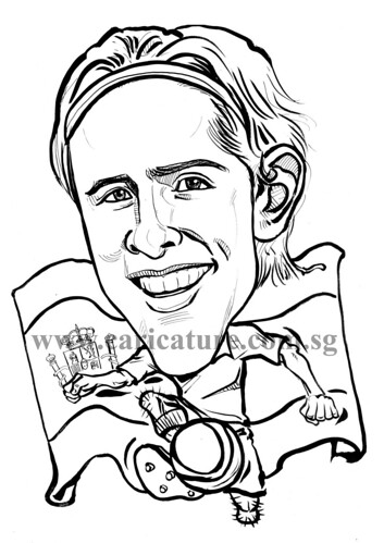 Caricature of Fernando Torres ink watermark