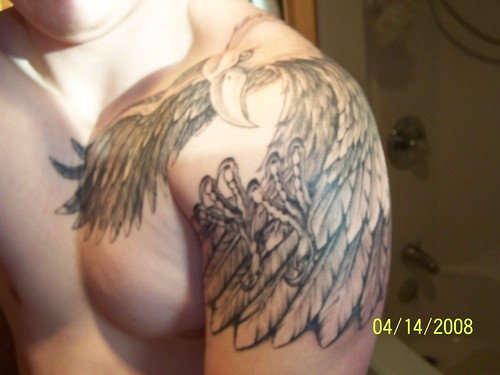 eagle tattoo shoulder chest by chrisjack34