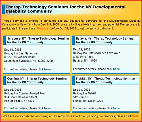 Graphic showing Therap Seminar Dates