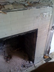 Uncovered fireplace