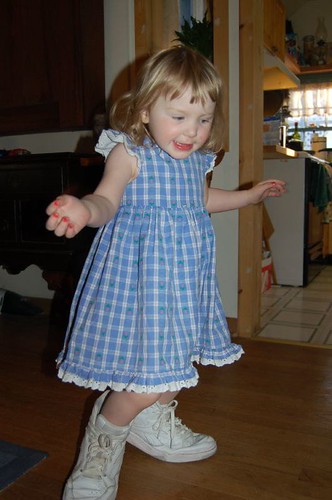 Leda wears a Dress (and Daddy's shoes!)