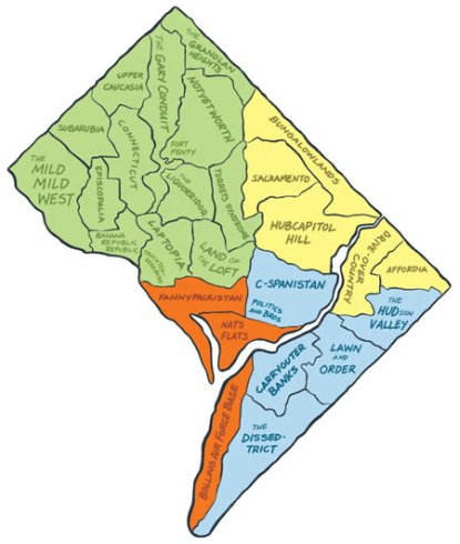 DC neighborhoods map courtesy of the Washington City Paper