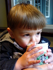 his first-ever cup of hot chocolate - DSC02025