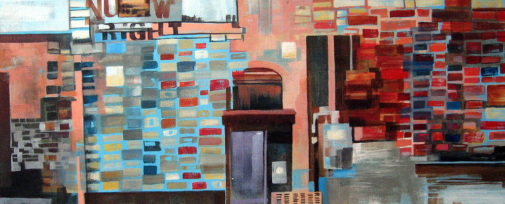 Brick Snow, acrylic on canvas, 2008 by Sarah Atlee. Click image to view source.