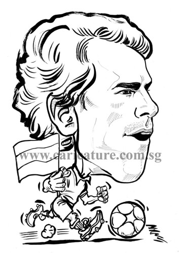 Caricature of Ruud van Nistelrooy ink watermark