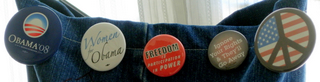 Political Buttons on the S.P.E.W Tote