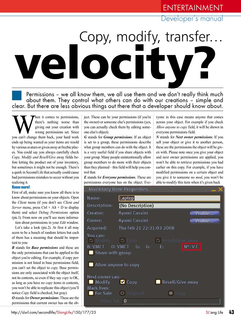 Copy, modify, transfer... velocity 01